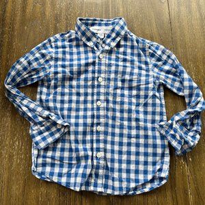 Boys Old Navy White/blue plaid button down shirt dress size XS 5